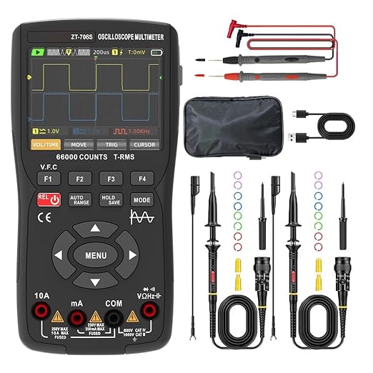 706S 3-in-1 Handheld Oscilloscope Multimeter DDS Signal Generator, 2 Channel 50MHz Bandwidth 280MSa/s Sampling Rate, 66000 Counts Multimeter with VFC, Diode Test & Waveform Recording
