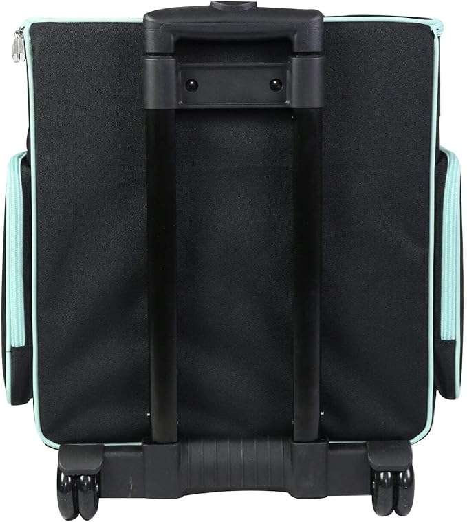 Everything Mary Rolling Scrapbook Tote – Black & Teal Craft Bag with Wheels – Organizer Case for Scrapbooking, Papercraft, Art Supplies & Creative Tools