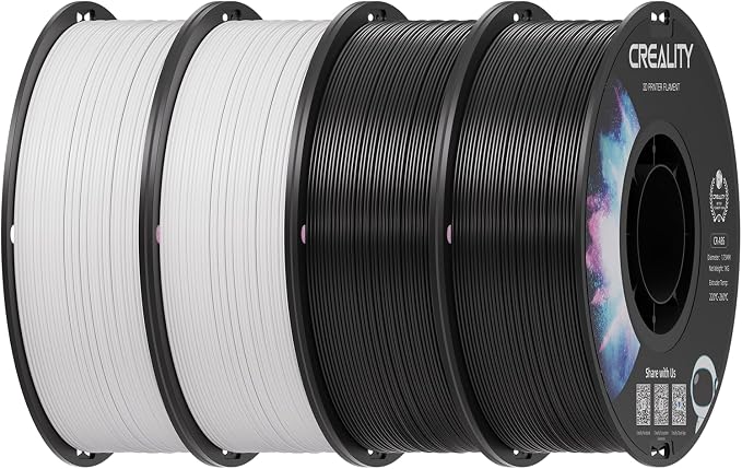 Creality 4 kg Black & White ABS Filament 1.75mm, 3D Printer Filament Bundle, Excellent Resistance, Odorless Non-Toxic, Stability, Tough, 4 Pack-1 kg (Black, Black, White, White)