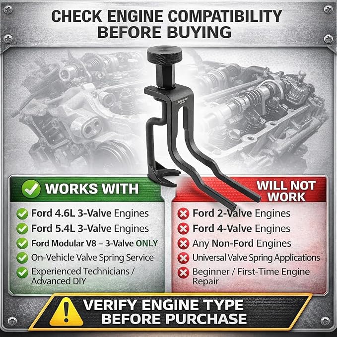 OEMTOOLS 24429 Spring Compressor – Ford 4.6L & 5.4L 3-Valve Modular Engines – On-Vehicle Service Tool – Not for 2V or 4V