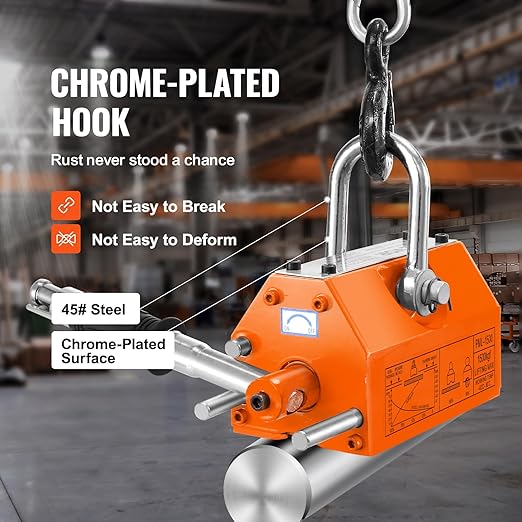 VEVOR Magnetic Lifter, 3300lbs/1500kg Pulling Capacity, 2.5 Safety Factor, Neodymium & Steel, Lifting Magnet with Release, Permanent Lift Magnets, Heavy Duty Magnet for Hoist, Shop Crane, Block, Board