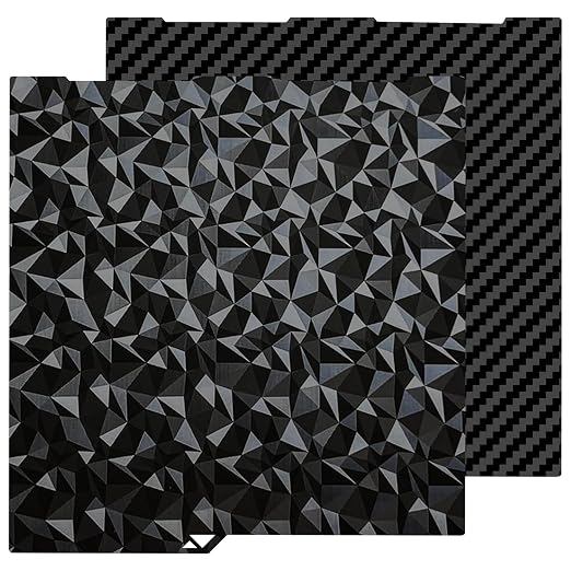 256x268mm PET PEO Double Side Build Plate for Anycubic Kobra 3 V2/Kobra 3/Combo/ACE Pro, Smooth Diamond PEO+Carbon Fiber PET Spring Steel Sheet Plate for Anycubic 3D Printer