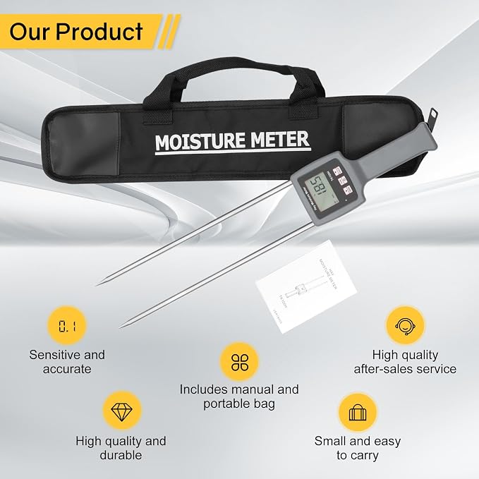 TK100H Portable Hay Moisture Tester Probe, Precise Hay Moisture Meter, Hay Bale Moisture Tester, Hay Moisture Probe for Ensuring Optimal Hay Quality, Preventing Spoilage