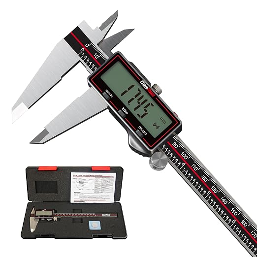 GemRed Wireless Digital Caliper 0-6 Inch/150mm with Data Transfer to Excel/Phone/PC, Stainless Steel Caliper Measuring Tool with Auto-Off, Large LCD Inch/MM for DIY/Household/3D-printing