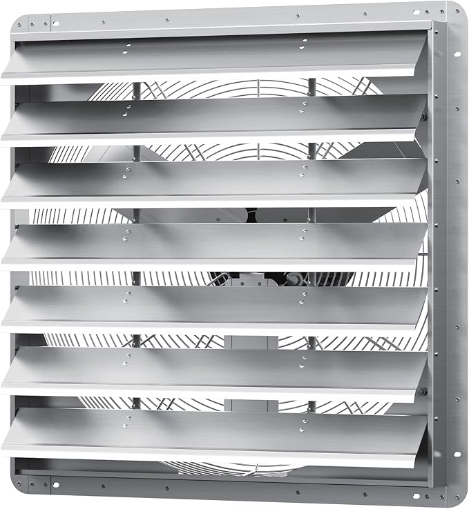 30 Inch Shutter Exhaust Fan, Aluminum Wall Mounted Exhaust Fan, 7207 CFM High Speed Automatic Shutter Attic Fan, Vent Fan For Greenhouse,Shed,Shop,Garage,ETL Listed