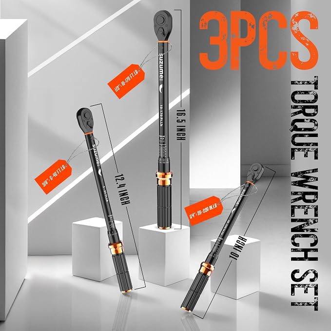 SUZUME 3/8" Drive Impact Socket Set & 3PCS Torque Wrench Set