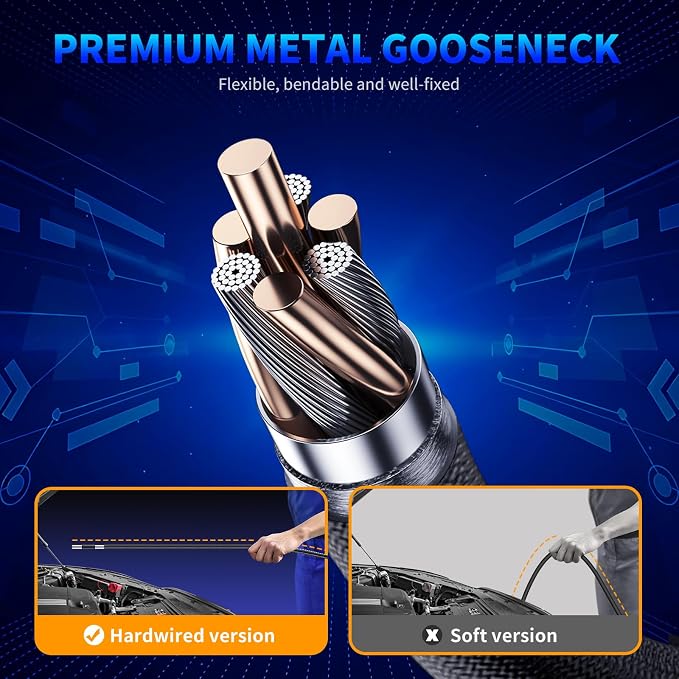 Two-Way Articulating Borescope Camera with Light, Industrial Endoscope Inspection Camera with Articulated Probe,Mechanic Fiber Optic Snake Scope Cam for Wall Automotive Engine Inspect