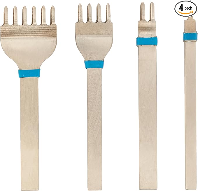 Weaver Leather Supply Diamond Leather Stitching Chisel Set, Precise 5mm Hole Punch, Color-Coded Hole Punch Set for Hand Sewing and Saddle Stitching