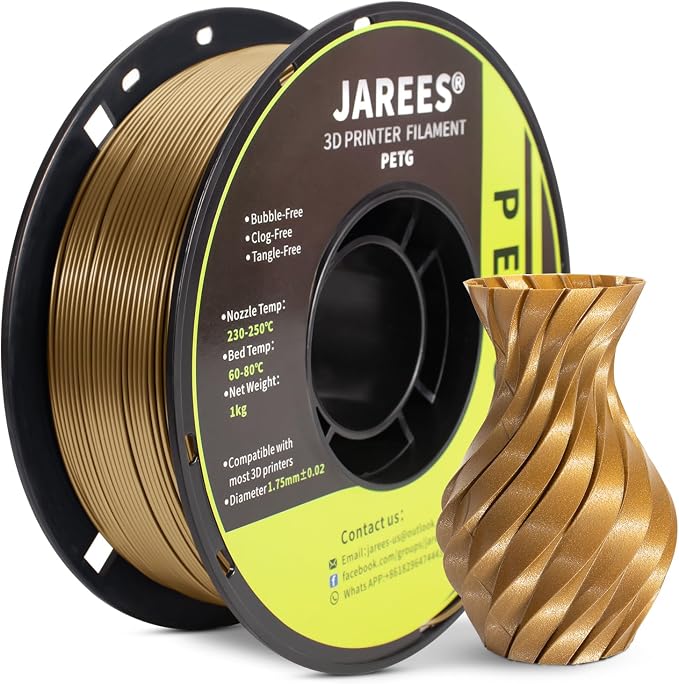 PETG Filament 1.75mm for 3D Printer, Metal-Like Consumable 1kg (2.2lbs) 1 Spool, Silk Metallic Finish PETG High Speed 3D Printer Filament, Dimensional Accuracy +/- 0.03 mm,Metallic Bronze Gold