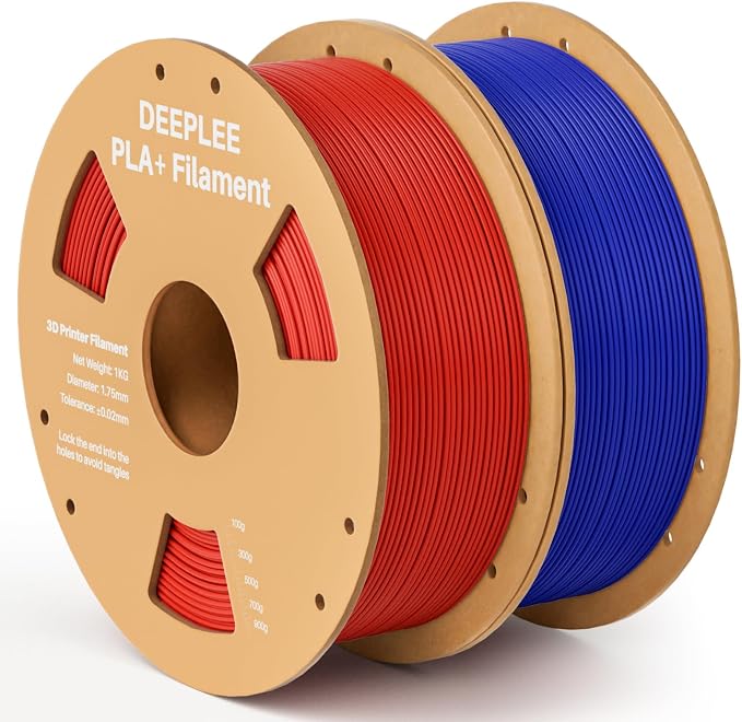 PLA+ 1.75mm 3D Printer Filament, PLA Plus with Dimensional Accuracy +/- 0.02mm, Higher Strength and Toughness, Neatly Wound, No Clogging, 2 Pack 1kg Red & Dark Blue