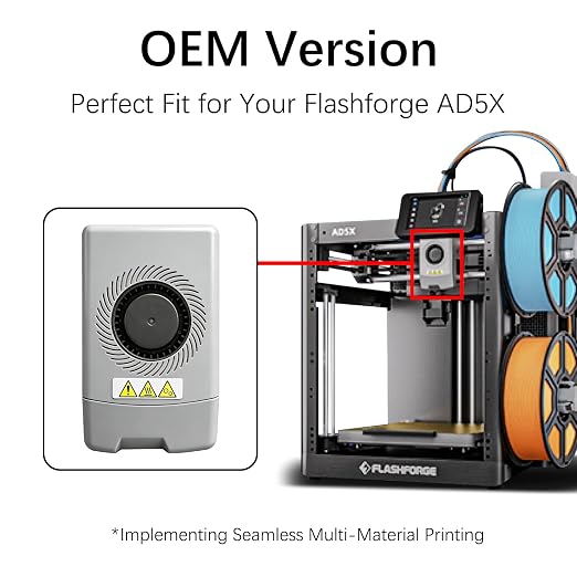 Original Ad5x Extruder Front Cover with 4010 Cooling Fan Prevents Extrusion Failure for Flashforge AD5X Hotend Cover High‑Temp Resistant Material,Toolhead Front Cover for Flashforge AD5X Accessories