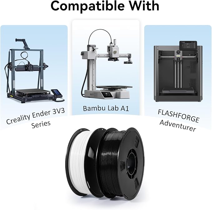 Dynta PLA 3D Printing Filament 1KG - 1.75mm High Precision ±0.02mm 3D Printer Filament, Compatible with Creality Ender-3 V3, Prusa Mini+, Perfect for Beginners and Hobby DIY Users, Black & White