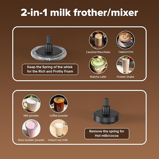 Milk Frother and Steamer, 4-in-1 Automatic Electric Milk Frothers, 900ml Detachable Stainless Steel Jug with Latte Art Spout, Hot & Cold Foam Maker for Coffee, Lattes, Cappuccinos