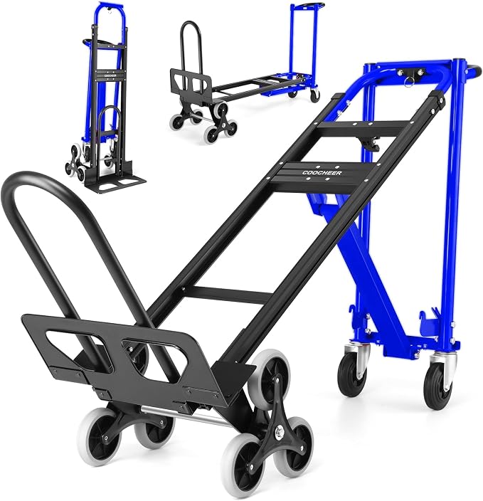 4-in-1 Hand Truck Dolly Heavy Duty Industrial Convertible, 1000 LBS Stair Climbing Cart Utility Cart Converts from Hand Trucks Dolly to Platform Cart Folding Stair Climbing Cart (Blue)