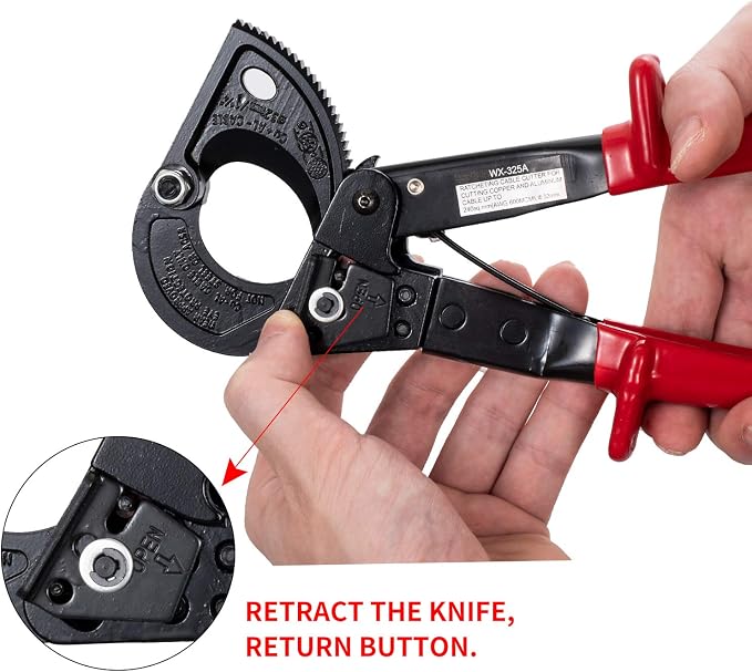 SogYupk Ratchet Cable Wire Cutter,Ratcheting Cable Cutter Hand Tool,Heavy Duty Aluminum Copper Ratchet Wire Cutting For Cutting Electrical Wire Up to 240mm²/10.23Inch Cutter Pliers