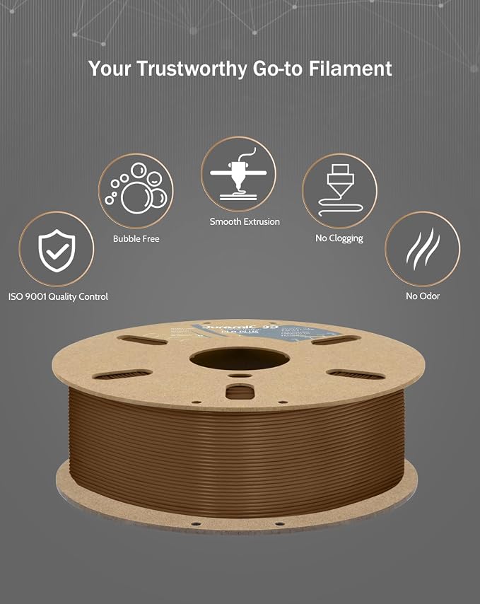 DURAMIC 3D PLA+ Printer Filament 1.75mm PLA Plus Neatly 2Kg Spool(2.2lbs) | PLA Pro Tougher and Stronger, Dimensional Accuracy Probability +/- 0.02mm Brown