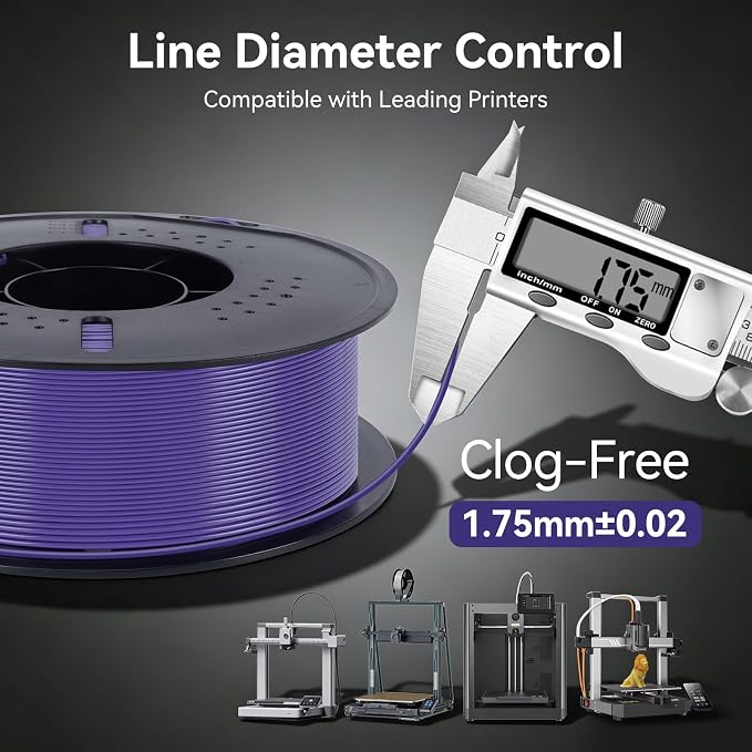 Kingroon PETG 3D Printer Filament, High Strength, Low Warping, Odorless, Dimensional Accuracy +/- 0.02 mm, 1kg Spool(2.2lbs), 1.75 mm, Purple