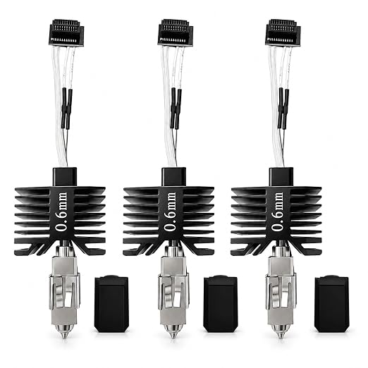 3PCS 0.6mm Integrated Hotend Nozzle for Bambu Lab P1P/P1S, Hardened Steel All-Metal Print Head, 300℃ High Temp, Built-in Thermistor & Ceramic Heater, High Precision Printing