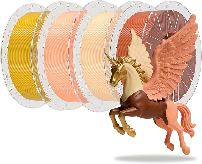 Creality 3D Printer RFID Filament Bundle, Hyper PLA Filament 1.75mm for 3D Printing, Hyper PLA RFID Filament No-Tangling High Precision, 1KG(2.2 lbs) Spool (Gold+Skin+Brown+Pink)