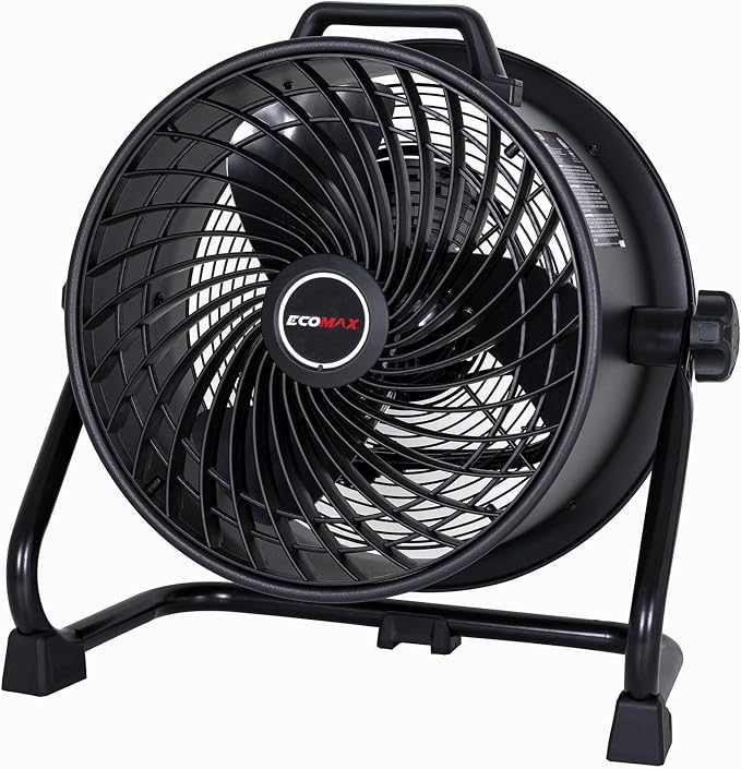 ECOMAX 16 Inch High Velocity Industrial Fan Portable Heavy Duty Drum Fan Metal Shop Fan with 3-Speed 360° Tilting, Floor Fans for Warehouse Workshop Garage, ETL Listed, EMF101618D