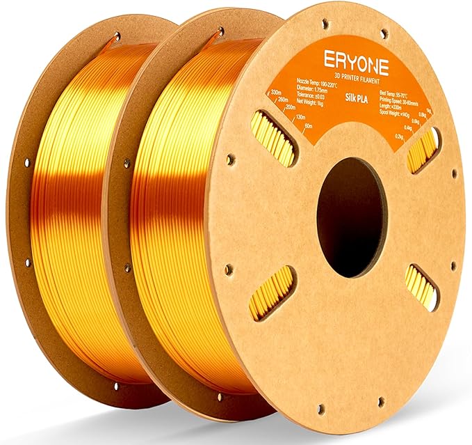 ERYONE Silk PLA Filament for 3D Printer 1.75mm +/- 0.03mm, 2KG Cardboard Spool, Silk Liquid Gold
