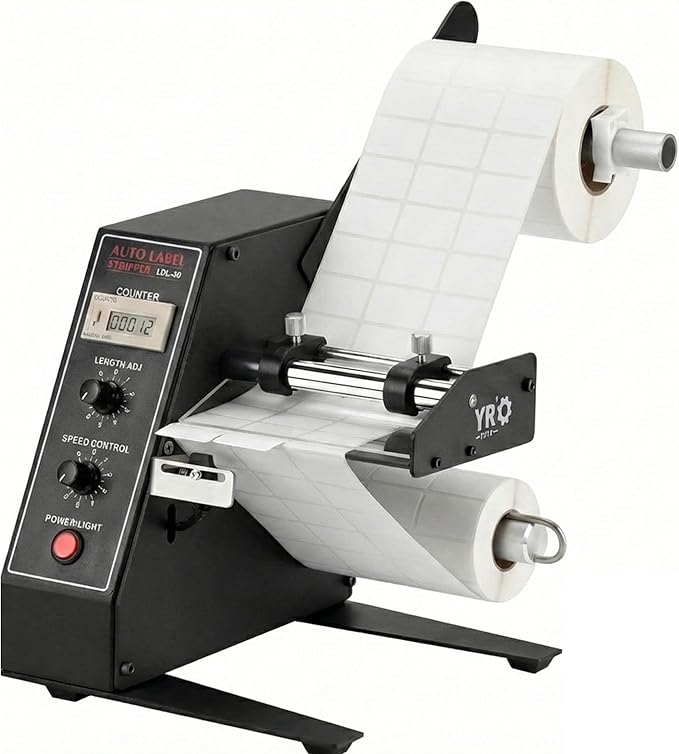 1150D Automatic Label Dispenser, 110V Electric Sticker Peeler with Intelligent Sensing & Auto Counting, 1-8m/min Adjustable Speed Labeling Machine for Multiple Rows, for Warehouse & Retail