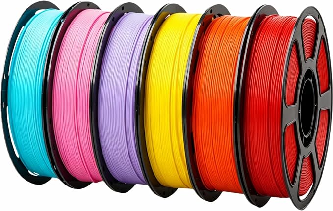 PLA Plus 1.75mm 6KG Bundles PLA Pro 3D Printer Filament | 6 x 1kg Bundles:Red+Orange+Yellow+Purple+Rose Pink+Lakeblue;neatly wound,tangle-free for most FDM printers