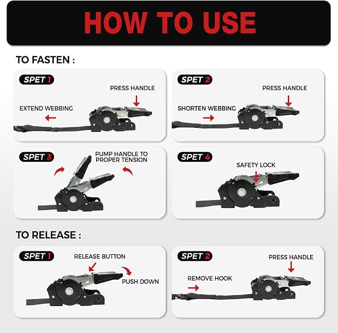 Retractable Boat Tie Down Straps-2" x 6ft Heavy Duty Transom Strap,Trailer Bolt-On Mount Ratchet Straps for Boat,Jet Ski-4,400lbs Break Strength - Includes 3/8” bolts & Storage Bag (2-Pack)