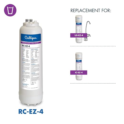 Culligan RC-EZ-4 Premium Water Filtration Replacement Cartridge for Under-Sink, Refrigerator, & RV Systems - EZ Change Water Filter System (500 Gallon Life) (Pack of 2)