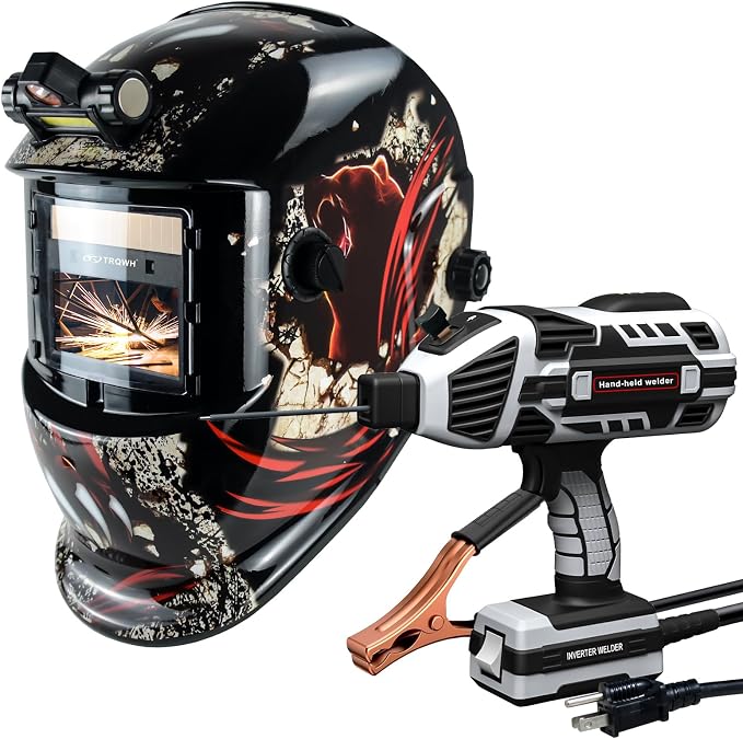 TRQWH Portable Welder Machine 110V ARC Handheld Welder & Auto Darkening Welding Helmet