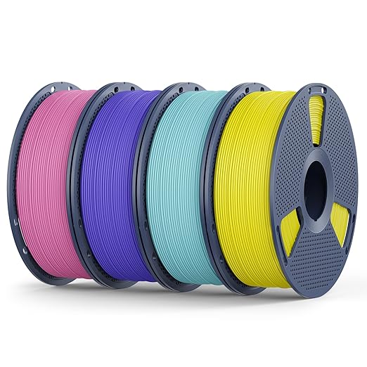 Matte PLA Filament 1.75mm, 4kg(8.8lbs) SUNLU 3D Printer Filament, Matte Surface Texture, No Clogging, Less Brittle, Pink+Lavender Purple+Light Blue+Yellow