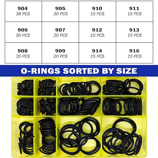 248 PCS 12 Sizes Hydraulic O-Ring Kit BOSS ORB Fittings, SAE 900 Series Buna-N 90 Durometer Boss Hydraulic Seal Kit