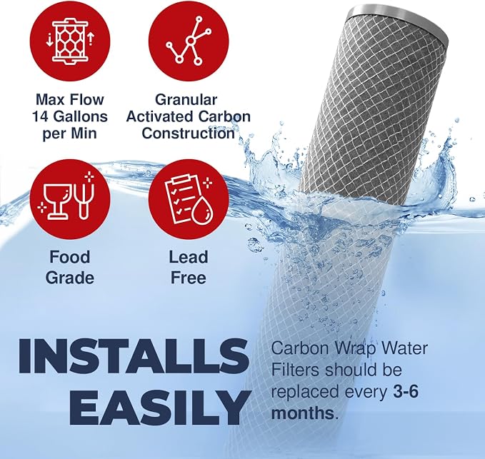 American Made, 5 Micron Dual Purpose Sediment and Carbon Water Filter Cartridge Compatible with NCP-20BB 155382-43, Made in USA, 2-Pack
