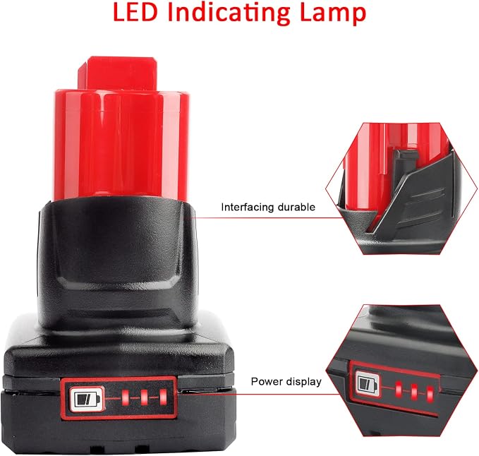 waitley 2 Pack 12V 6A Replacement Battery Compatible with Milwaukee 12V Power Tools (Not Made in Milwaukee)