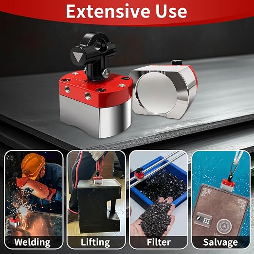 Multi-Functional ON/Off Magnet, 180 LB Magnetic Welding Square Base, Suitable for Lifting and handling, Fixture Welding kit, Metal screening, Metal Salvage