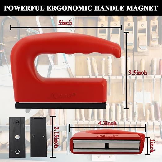 AOMAG 280Lbs Heavy Duty Magnet with Aluminum Alloy Handle, Neodymium Magnetic Pickup Tool for Lifting Metal Objects, Iron Plates, Doors