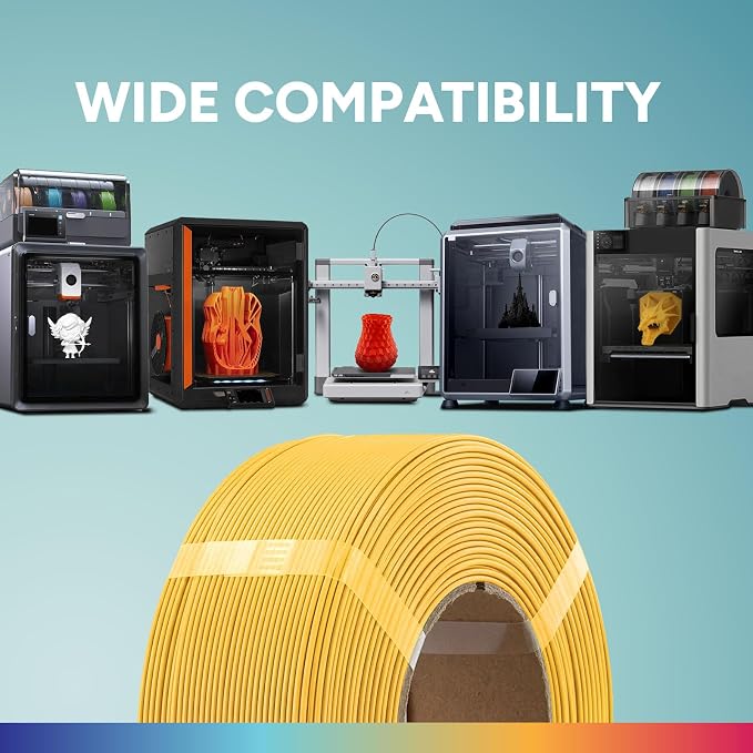 OVERTURE High Speed PLA Filament Refill 1.75mm, Rapid PLA Spoolless 3D Printing Filament, 1kg (2.2lb) Refilament for Bambu Lab, Accuracy +/- 0.02mm, Fit Most FDM Printers (Yellow)