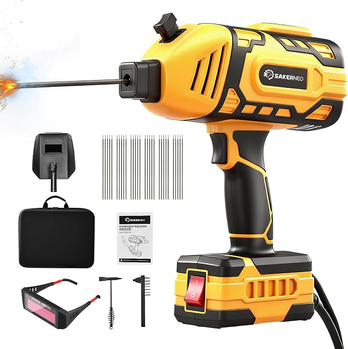 SakerNeo Portable Handheld Welding Machine 110V with IGBT Inverter, 5-Level Adjustable Current 20-120A, Compact Lightweight Design for Stick Welder, DIY Projects, and Professional Use (YELLOW)