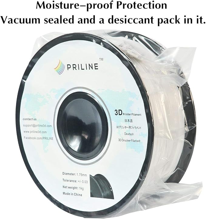 PN-PCw Polycarbonate 1kg 1.75mm 3D Printer Filament, Dimensional Accuracy +/- 0.03 mm, White