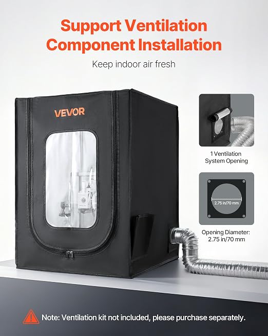 VEVOR 3D Printer Enclosure, Dustproof Waterproof Oxford Cloth 3D Printer Tent, Constant Temperature Protective Case with LED Lighting, Compatible with Creality/ELEGOO/Anycubic Multiple Popular Models