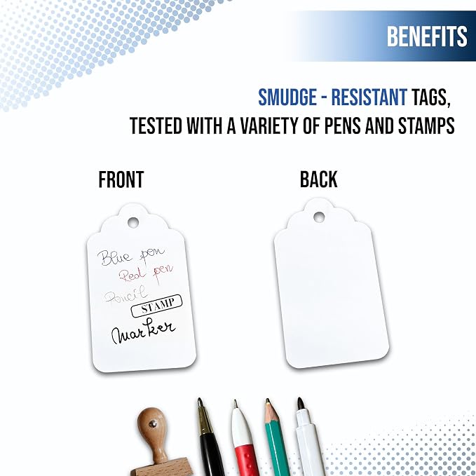 EasyTwelve - Price Tags – 1000 White Hang Tags, 1.75 x 1.093 in, Tags for Clothing, Jewelry, Retail, Garage Sale