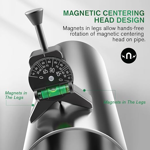 Anblak Pipe Center Finder, Pipefitter Tools w/Magnetic Centering Head, Pipe Fitting Tools Center Finder to Measure Pipe Diameter from 1-1/2" to 6" Diameter, 2.75" Y-Shape, Black