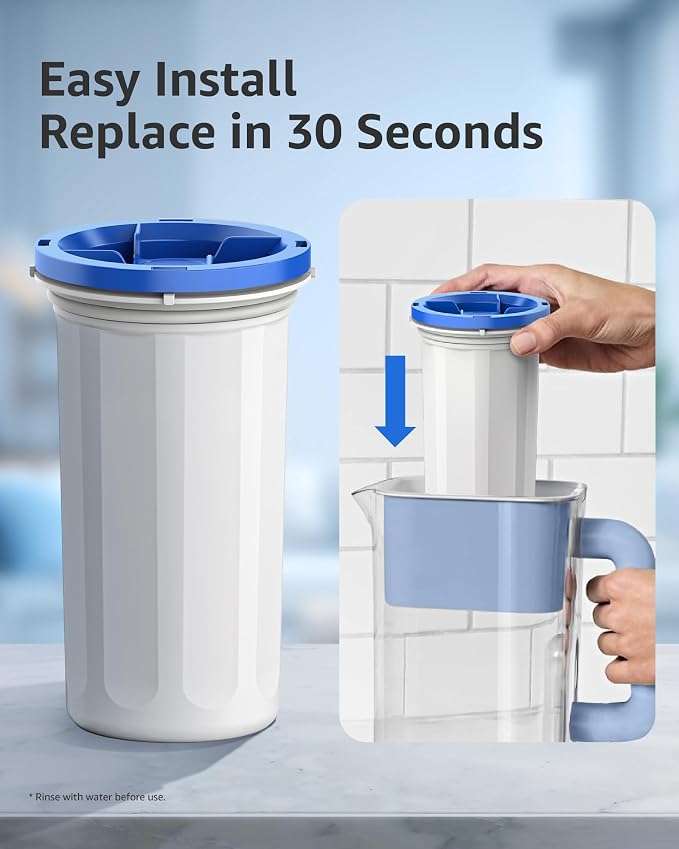Upgraded Water Filter Replacement Fit for New Culligan Pitcher and Dispenser ZEROF01 Water Filter, 0 TDS, Reduce Lead, Mercury, Chlorine and Contaminants by DRINKCLEAR, 6 Pack