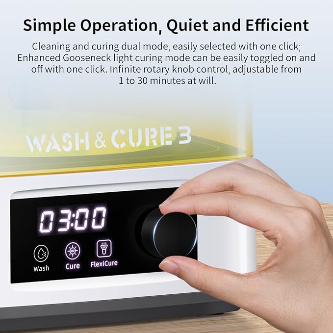 ANYCUBIC Wash and Cure 3, Upgraded Volume 2 in 1 Wash and Cure Station, with Gooseneck Lights, for Mars Anycubic Photon Mono 4 2 Resin 3D Printer, Washing Size of 165 x 100 x180 mm