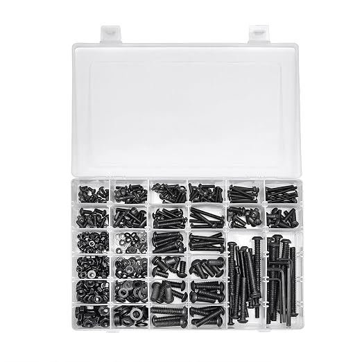 688Pcs M4 M5 M6 M8 Screw and Bolt Assortment Set 12.9 Grade Alloy Steel Metric Fastener Set Machine Screw and Nut Set Hex Screws Nuts Washers Kit(Black)