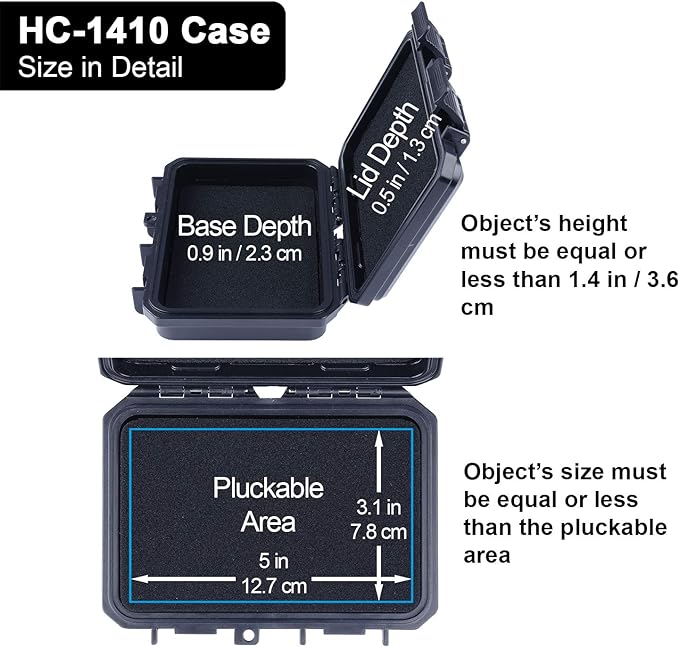 Lykus HC-1410 Mini Hard Case Dry Box with Foam Insert, Interior Size 5.51x3.54x1.46 inch, IP66 Splash-Proof, Suitable for cellphone, keys, cards, and small items