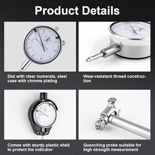 Precision Bore Gauge Set 2"-6" Range, 0.001" Accuracy, Bore Gauge for Engine Cylinder Measurement, Cylinder Wear& Out-of-Round Measurement Tool for Automotive Engine Machining, Industrial Maintenance