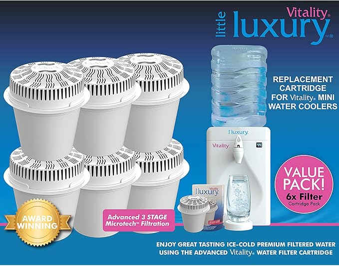 Little Luxury Vitality, Replacement Filters for Water Coolers and Non Cooling Dispensers, 6-Pack