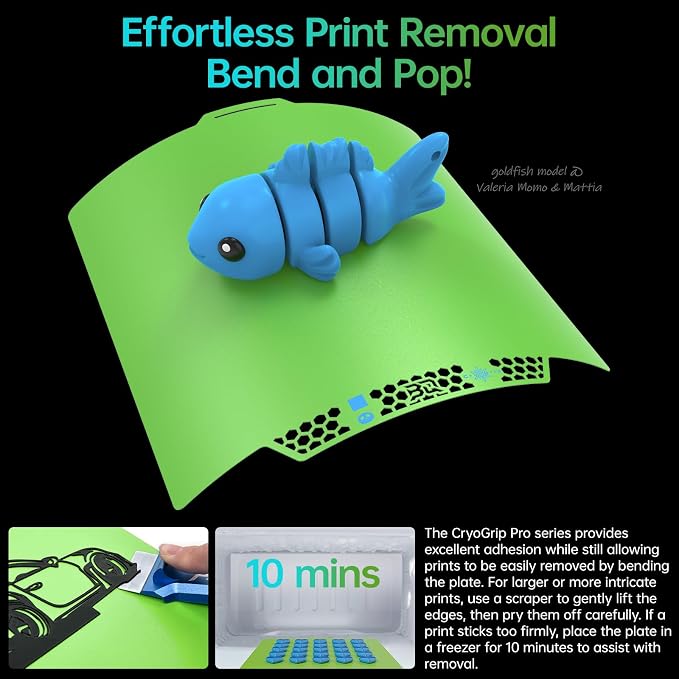 BIQU CryoGrip Pro Glacier Green Compatible with Bambu-Lab P1S/P1P/P2S/X2D/X1C/X1E/A1 3D Printers 257x257MM Panda Build Plate Double Sided Upgrade Removable Surface Platform