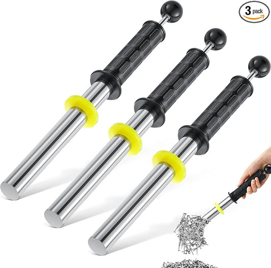 Magnetic Pickup Tool, Magnet Wand with Release Handle, Magnetic Chip Collector for Pickup Nails, Screws and Metal Cuttings & Shavings (3 Pack)